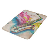 水カラフル色サクソフォンスプラッシュ バスマット (アングル)