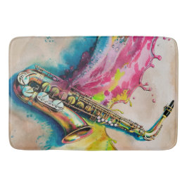 水カラフル色サクソフォンスプラッシュ バスマット