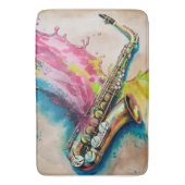 水カラフル色サクソフォンスプラッシュ バスマット (正面縦)