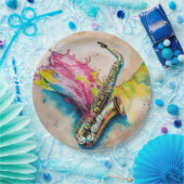 水カラフル色サクソフォンスプラッシュ ペーパープレート (パーティー)