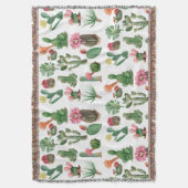 水カラフル色サボテンと多肉花 スローブランケット (正面縦)