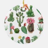水カラフル色サボテンと多肉花 セラミックオーナメント (裏面)