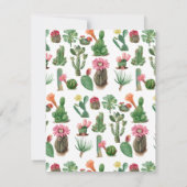 水カラフル色サボテンと多肉花 ノートカード (裏面)
