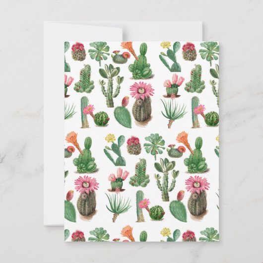 水カラフル色サボテンと多肉花 ノートカード (裏面)