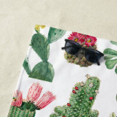 水カラフル色サボテンと多肉花 ビーチタオル (インサイチュ)