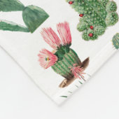 水カラフル色サボテンと多肉花 フリースブランケット (角)