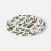 水カラフル色サボテンと多肉花 ペーパープレート (アングル)