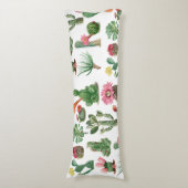 水カラフル色サボテンと多肉花 ボディピロー (正面縦)