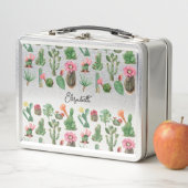 水カラフル色サボテンと多肉花 メタルランチボックス (インサイチュ)