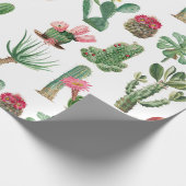 水カラフル色サボテンと多肉花 ラッピングペーパー (角)