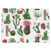 水カラフル色サボテンと多肉花 ラージペーパーバッグ (裏面)