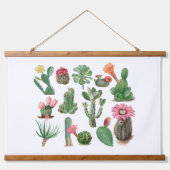 水カラフル色サボテンと多肉花 吊り下げ型タペストリー (正面)