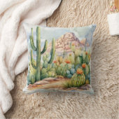 水カラフル色サボテンの風景 クッション (ブランケット)