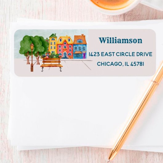 水カラフル色シティライフ差出人住所 ラベル