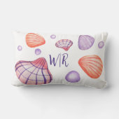 水カラフル色シーシェルとモノグラム ランバークッション (裏面)