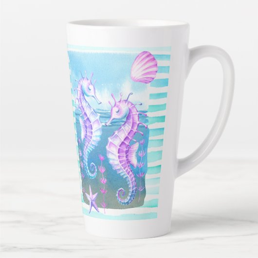 水カラフル色シーホースラテマグ カフェラテマグ (右)