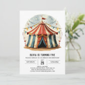 水カラフル色ジョイサーカス誕生日 招待状 (スタンド正面)
