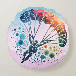 水カラフル色スカイダイバー ラウンドクッション