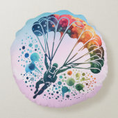 水カラフル色スカイダイバー ラウンドクッション (裏面)