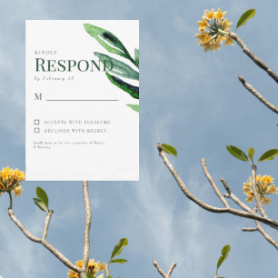 水カラフル色ステムウェディングRSVP 出欠カード