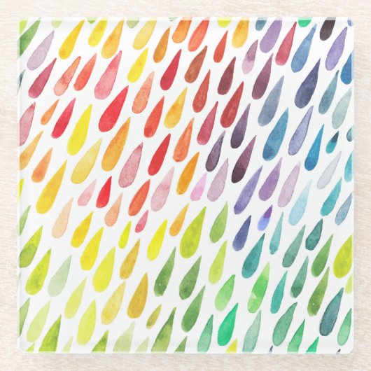 水カラフル色スプラッシュセット ガラスコースター (正面)