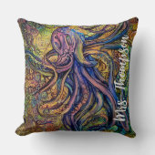 水カラフル色タコ名パーソナライズされた前 クッション (正面)