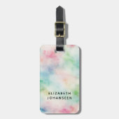 水カラフル色ダスティ&ブラックタイポグラフィ名 ラゲッジタグ (正面縦)