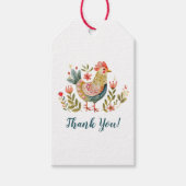 水カラフル色チキンフォークアートありがとう ギフトタグ (正面)