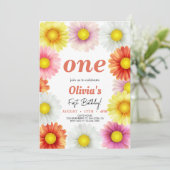 水カラフル色デイジー誕生日 招待状 (スタンド正面)