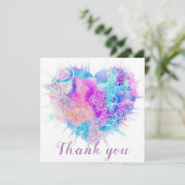 水カラフル色ドードルハートサンキューカード サンキューカード (スタンド正面)