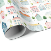 水カラフル色ハウス ラッピングペーパー (ロールコーナー)