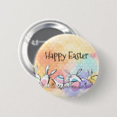 水カラフル色ハッピーイースター | ピンボタン 缶バッジ (正面&裏面)