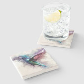 水カラフル色ハミングバード ストーンコースター (横)