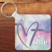 水カラフル色ハートクロスモノグラム