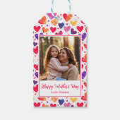 水カラフル色ハート母の日の写真 ギフトタグ (正面)
