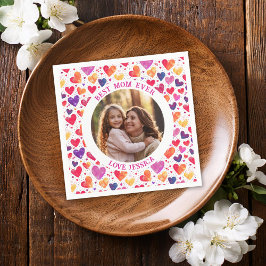 水カラフル色ハート母の日の写真 スタンダードカクテルナプキン