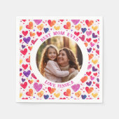 水カラフル色ハート母の日の写真 スタンダードカクテルナプキン (正面)