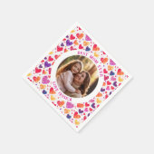 水カラフル色ハート母の日の写真 スタンダードカクテルナプキン (角)