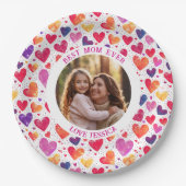 水カラフル色ハート母の日の写真 ペーパープレート (正面)