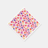 水カラフル色ハート母の日 スタンダードカクテルナプキン (角)