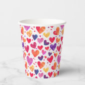 水カラフル色ハート母の日 紙コップ (正面)
