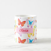 水カラフル色バタフライパーソナライズされた コーヒーマグカップ (中央)