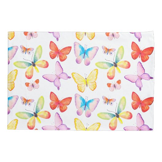 水カラフル色バタフライパーソナライズされた 枕カバー (裏面)