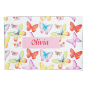 水カラフル色バタフライパーソナライズされた 枕カバー (正面)