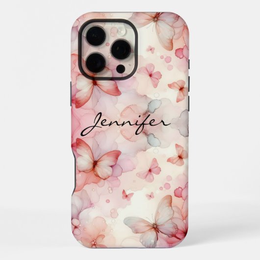 水カラフル色バタフライiPhone iPhoneケース (裏面)