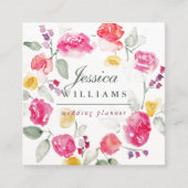 水カラフル色バラリース名刺 スクエア名刺 (正面)