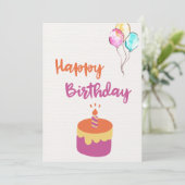 水カラフル色バルーンハッピーバースデーカード» 招待状 (スタンド正面)