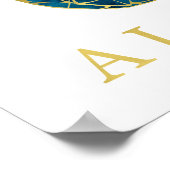 水カラフル色パイナップルと金ゴールドアロハ ポスター (角)