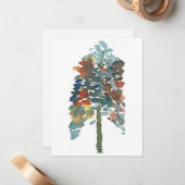 水カラフル色パインツリーアート ノートカード (正面/裏面インサイチュ)