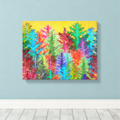 水カラフル色パインツリーズキャンバスプリント キャンバスプリント (インサイチュ (ウッドフロア))